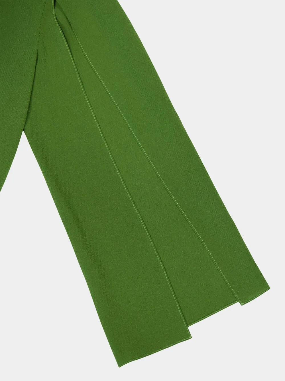 Chanterelle Garden Green Silk Midi Dress