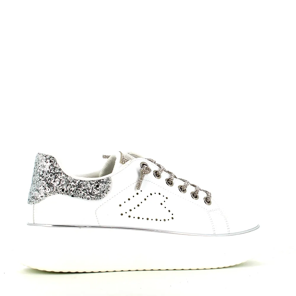 Cinders Edit Dia Lace Trainer White Silver