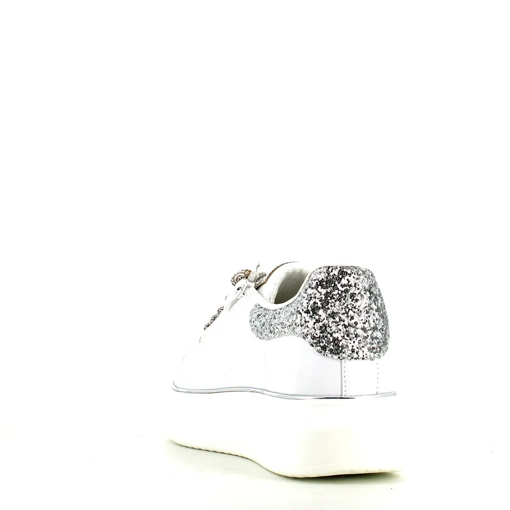 Cinders Edit Dia Lace Trainer White Silver