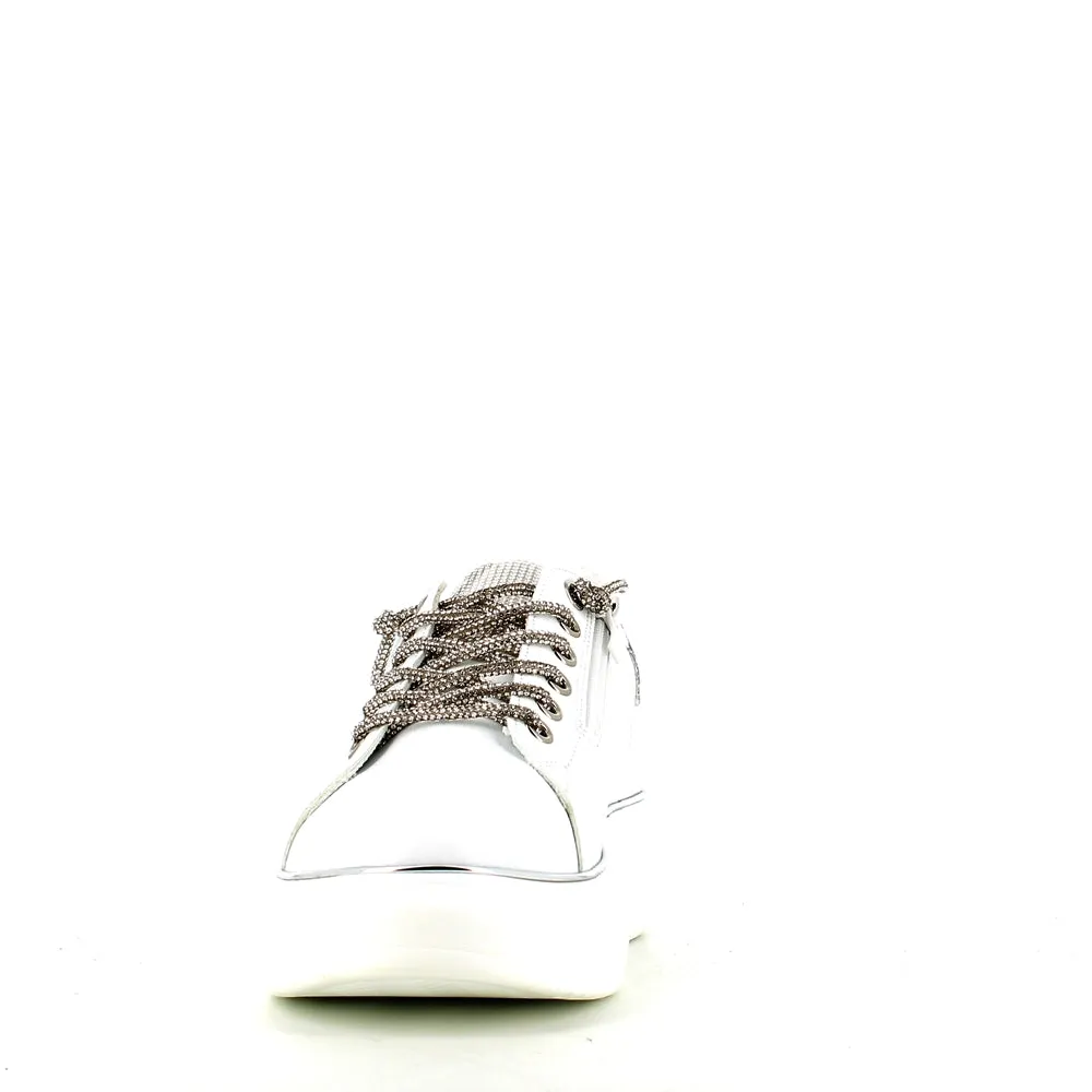 Cinders Edit Dia Lace Trainer White Silver