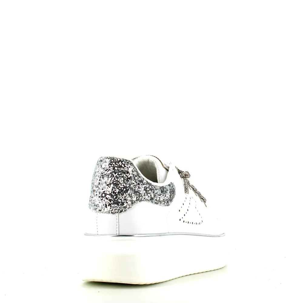 Cinders Edit Dia Lace Trainer White Silver