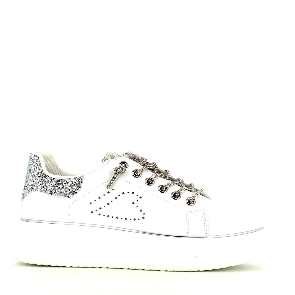 Cinders Edit Dia Lace Trainer White Silver