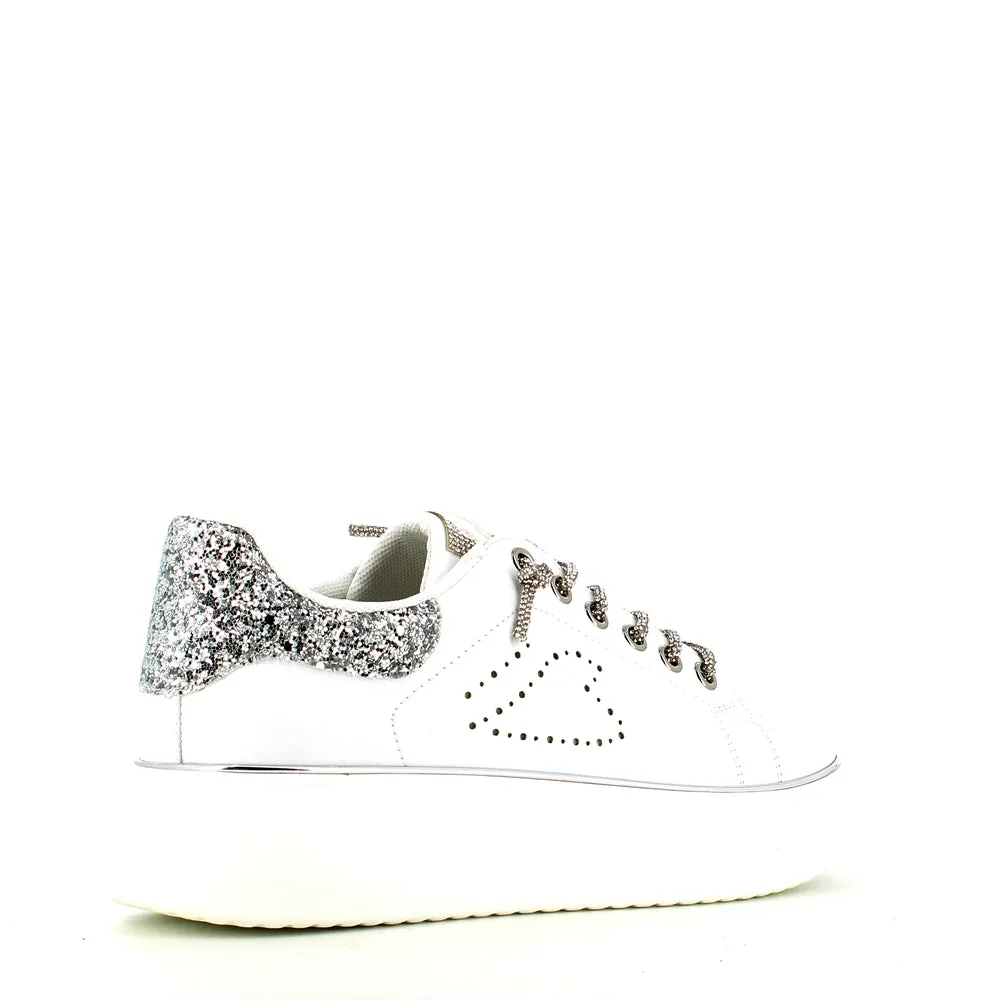 Cinders Edit Dia Lace Trainer White Silver