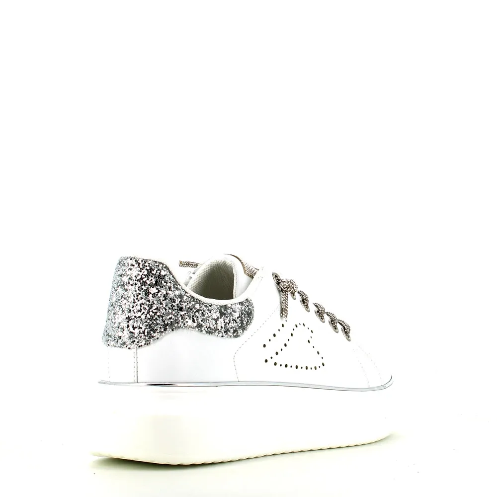 Cinders Edit Dia Lace Trainer White Silver