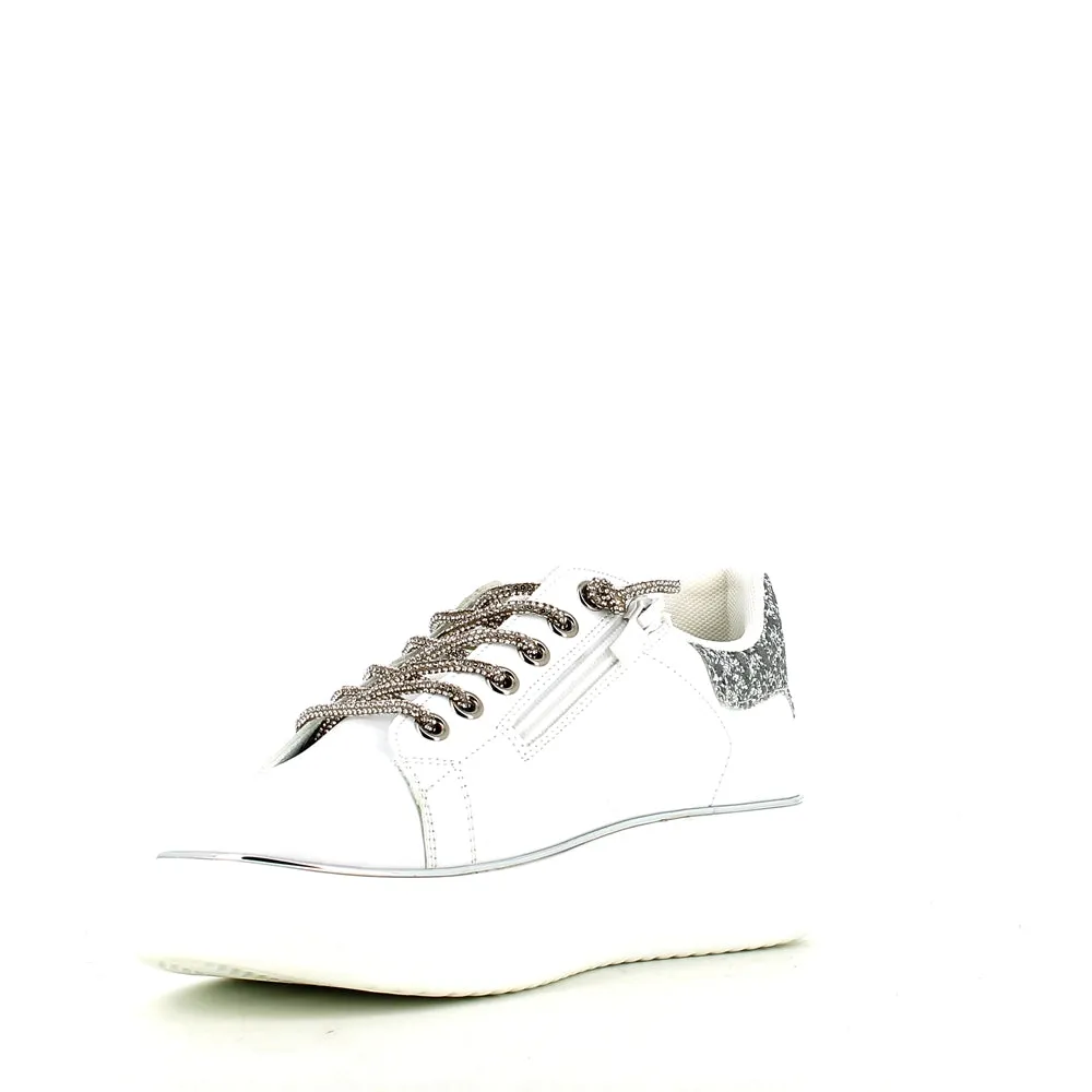 Cinders Edit Dia Lace Trainer White Silver