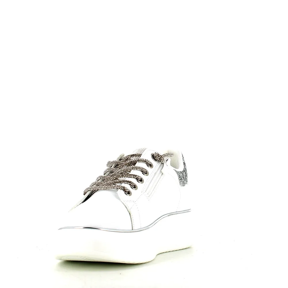 Cinders Edit Dia Lace Trainer White Silver
