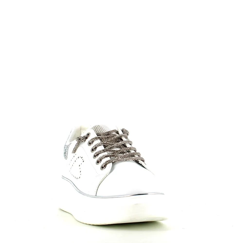 Cinders Edit Dia Lace Trainer White Silver
