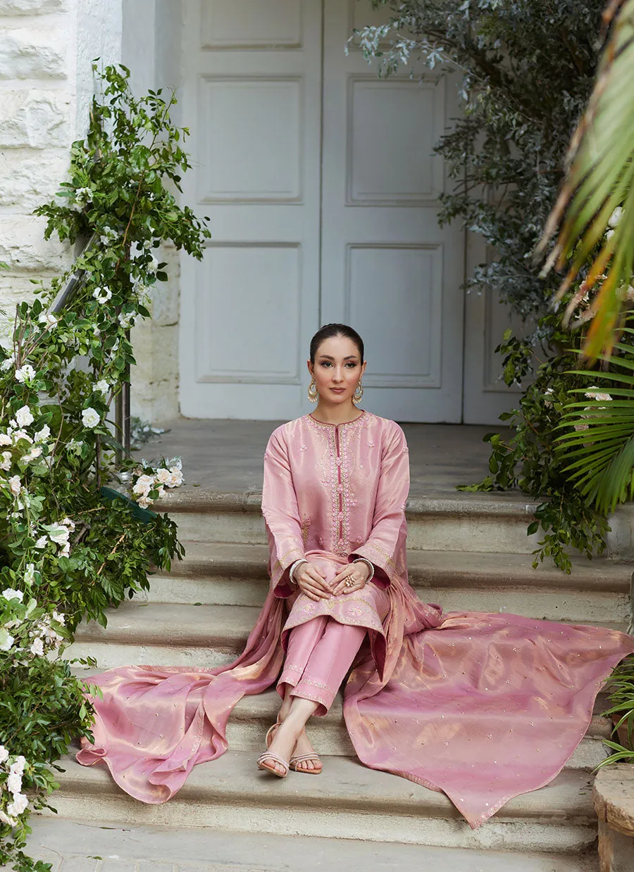 Cisel Pink Shirt and Dupatta - Mayna Festive Luxe Pret '24 by farahtalibaziz