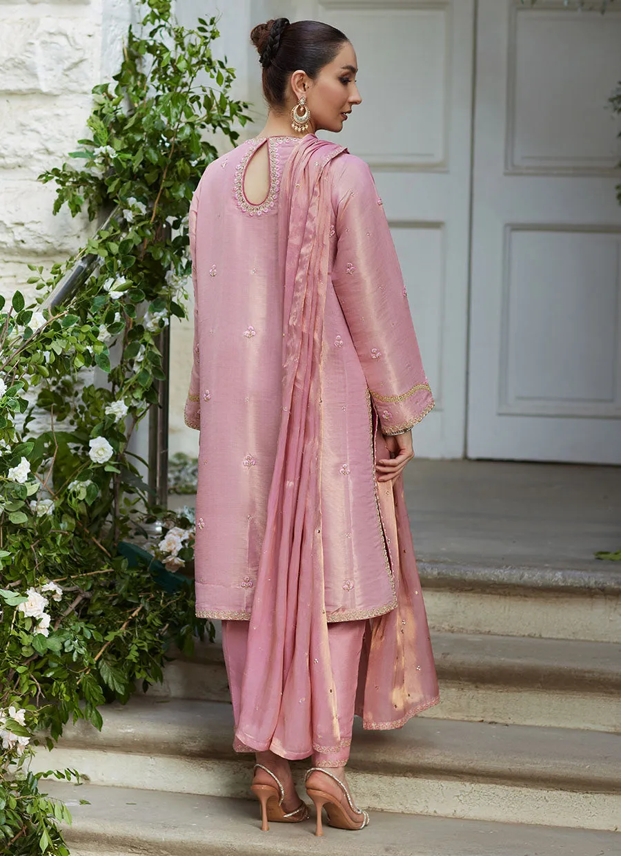 Cisel Pink Shirt and Dupatta - Mayna Festive Luxe Pret '24 by farahtalibaziz
