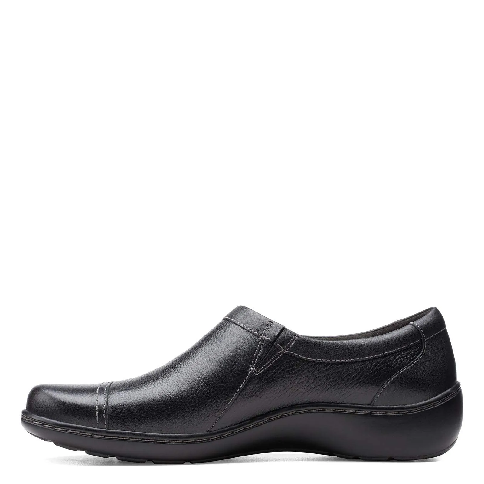 Clarks womens Cora Giny Loafer Flat, Black Tumbled/Smooth Leather, 10 US