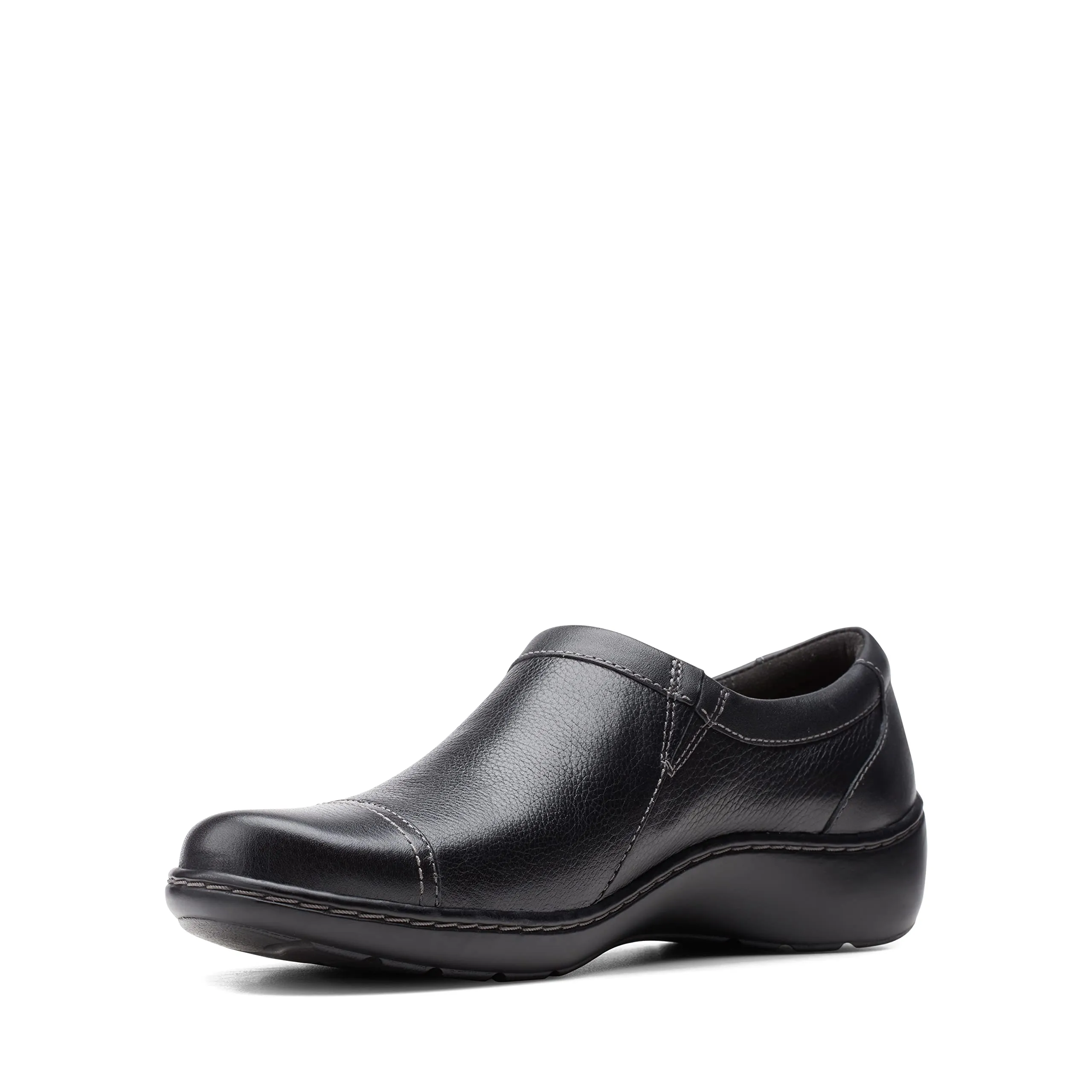 Clarks womens Cora Giny Loafer Flat, Black Tumbled/Smooth Leather, 10 US