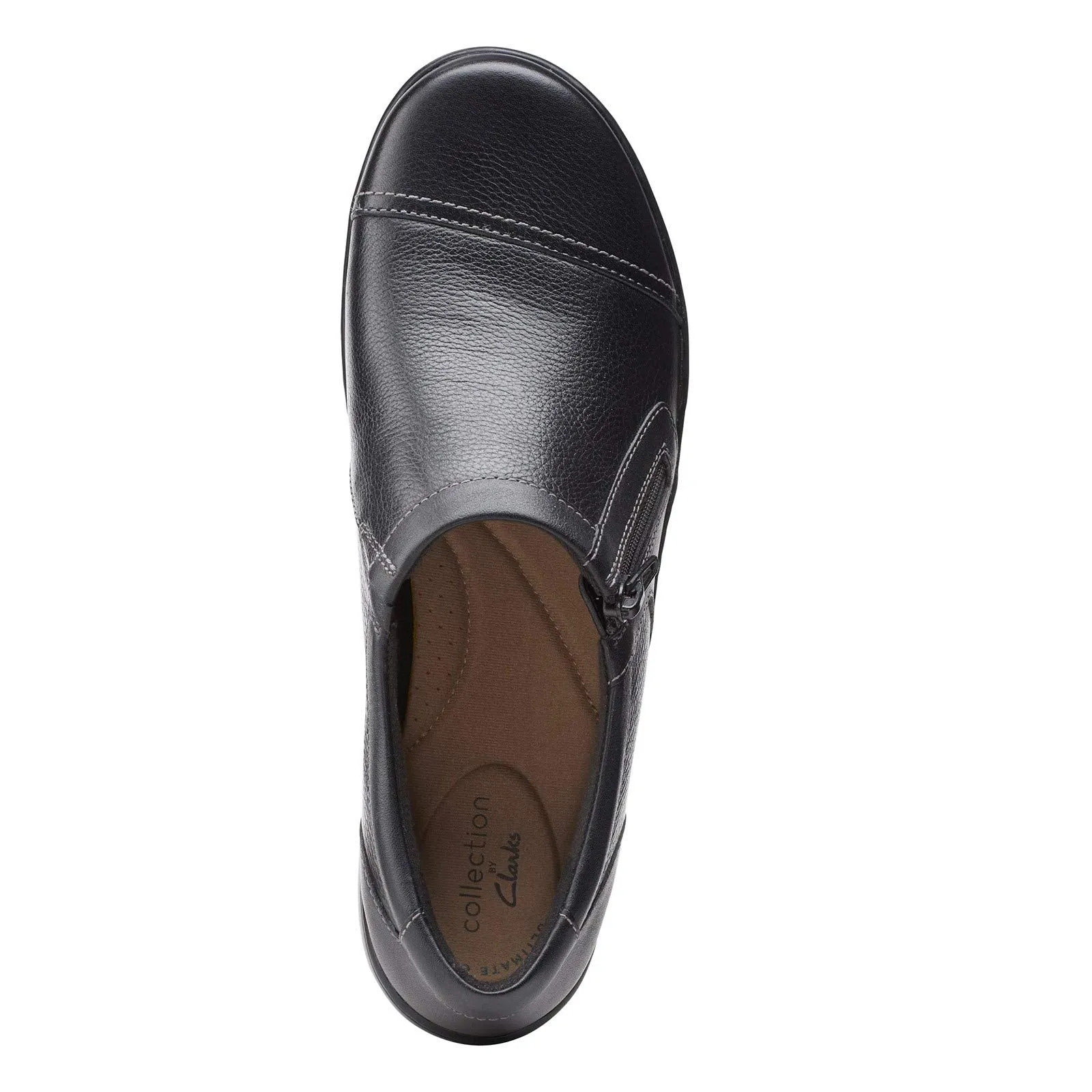 Clarks womens Cora Giny Loafer Flat, Black Tumbled/Smooth Leather, 7 US