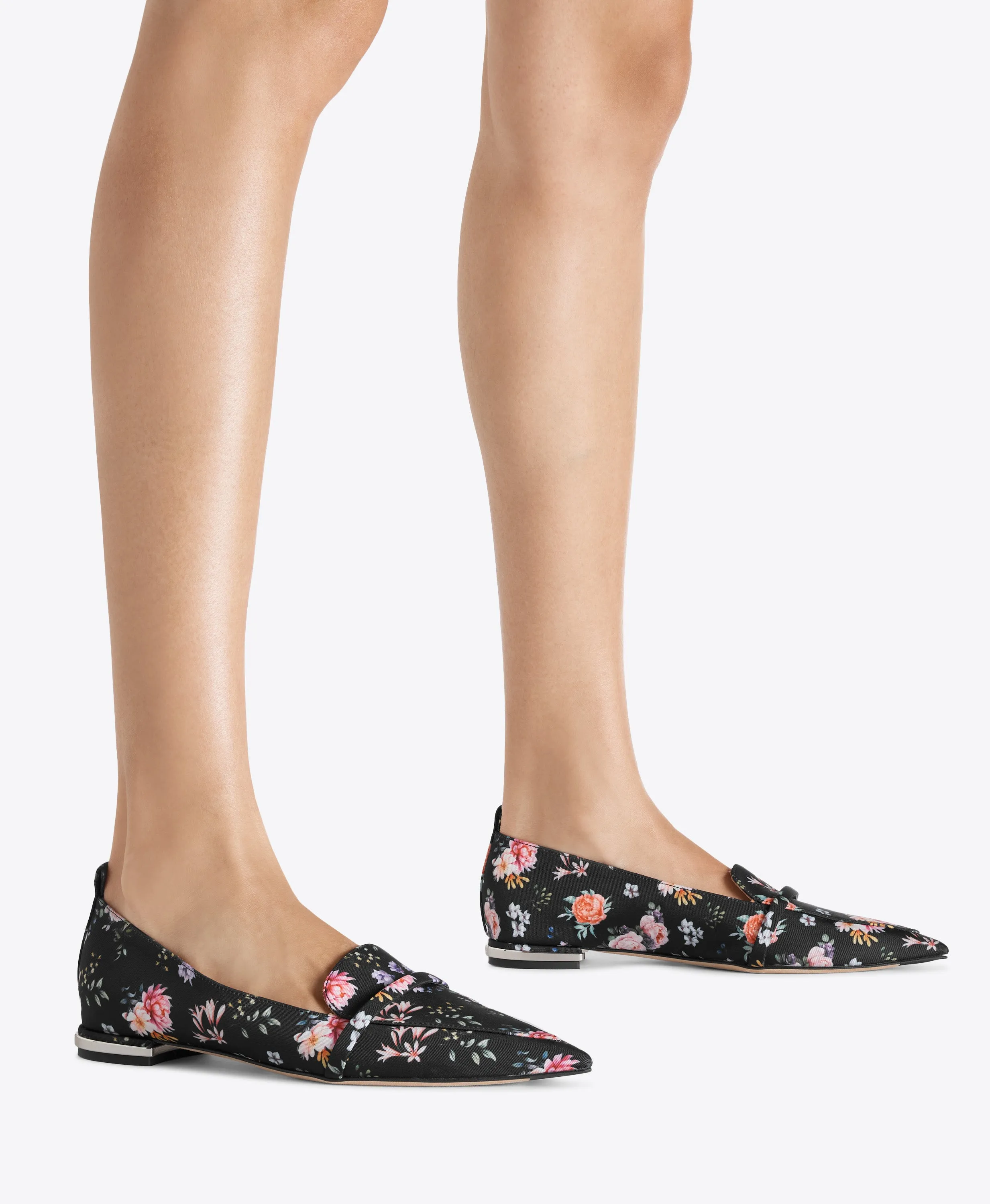 Dora Black Floral Grosgrain Loafers