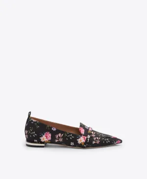 Dora Black Floral Grosgrain Loafers
