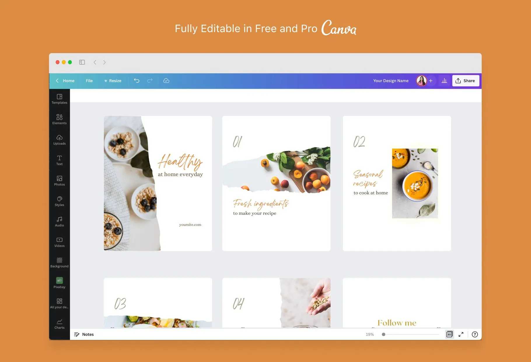 Elizabeth Food and Nutrition 6-Page Carousel Canva Template