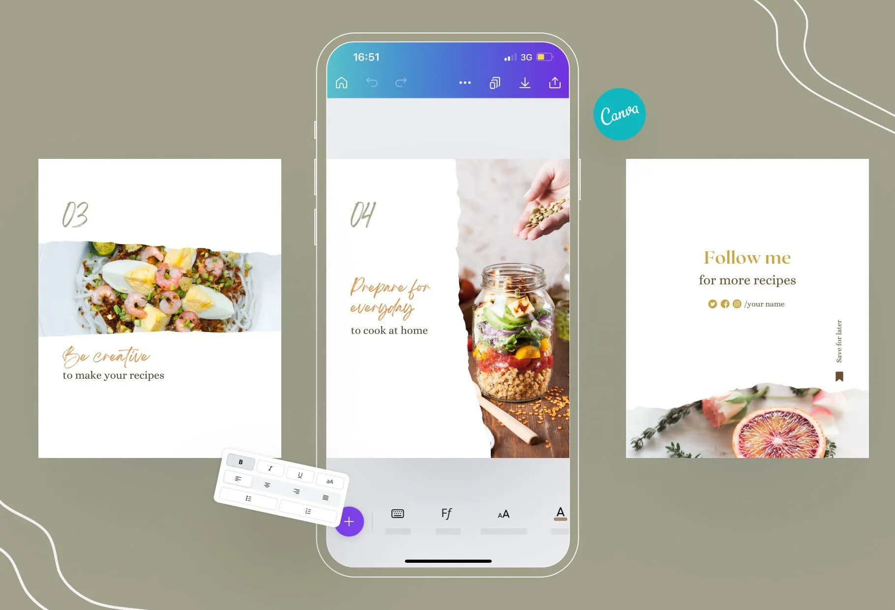 Elizabeth Food and Nutrition 6-Page Carousel Canva Template