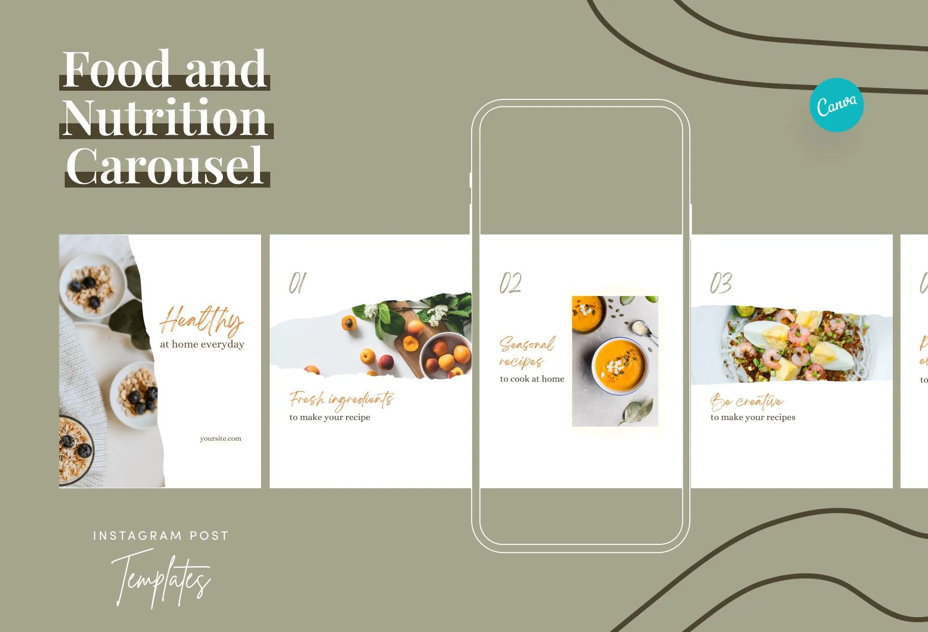 Elizabeth Food and Nutrition 6-Page Carousel Canva Template