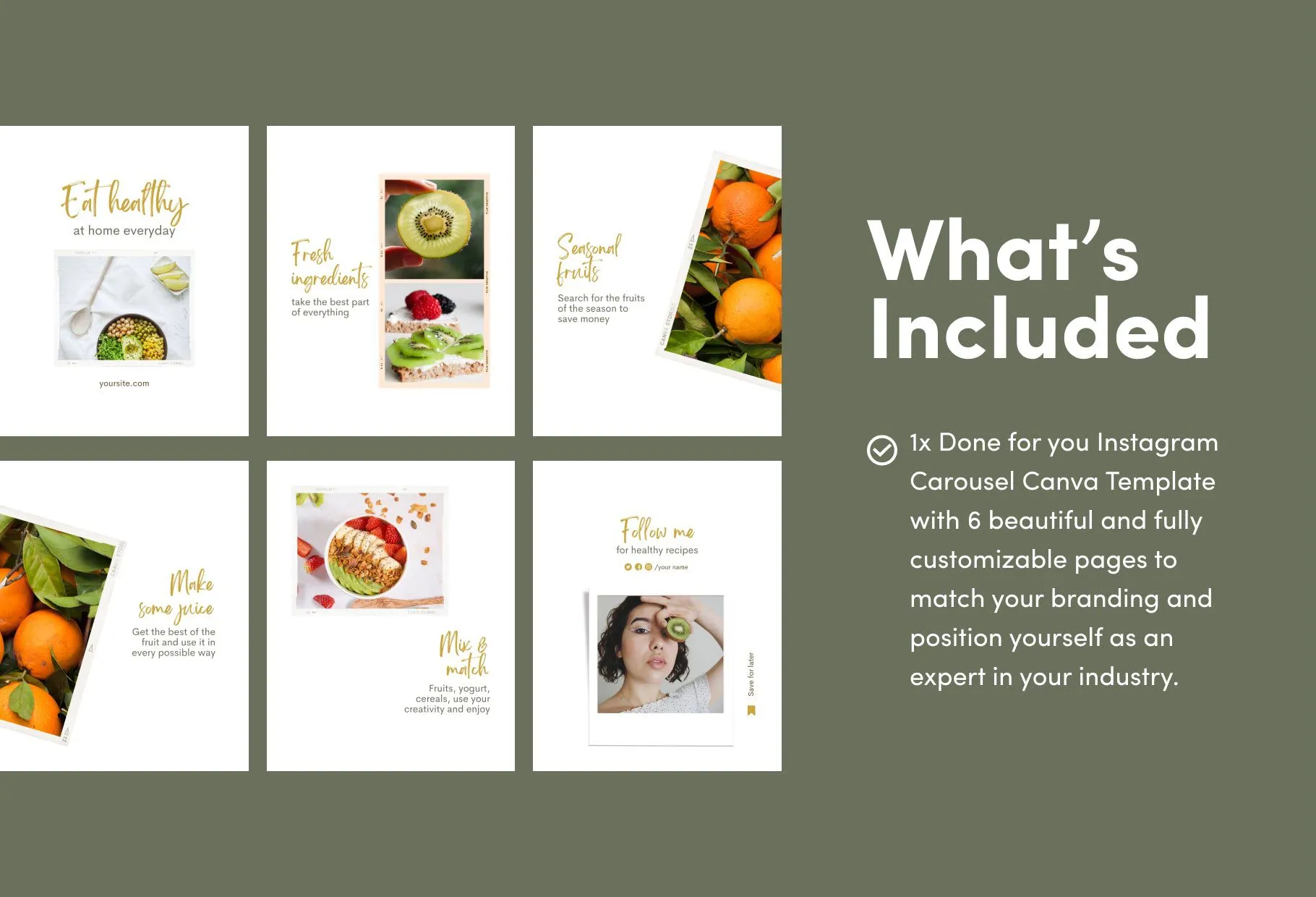 Ella Food and Nutrition 6-Page Carousel Canva Template