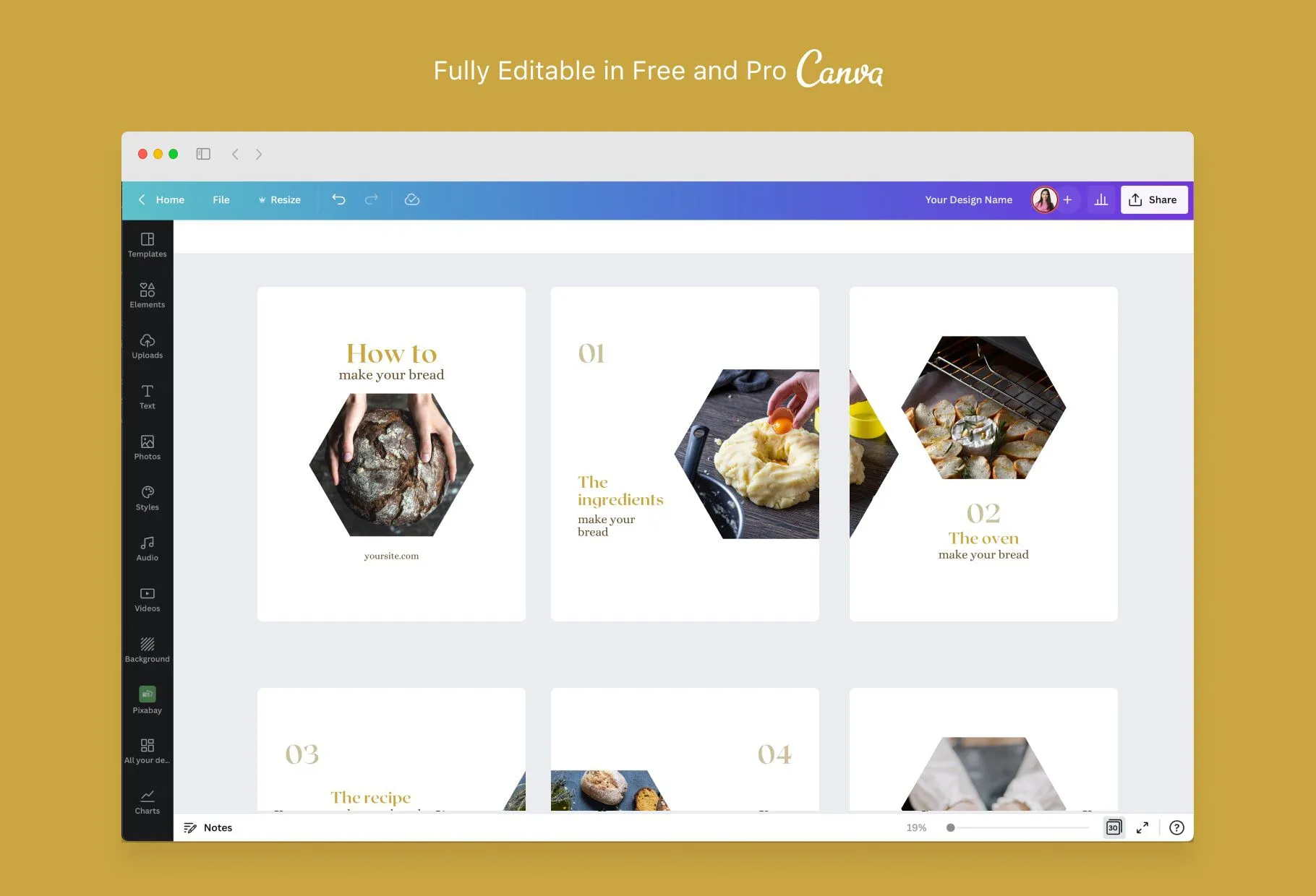 Emily Food and Nutrition 6-Page Carousel Canva Template