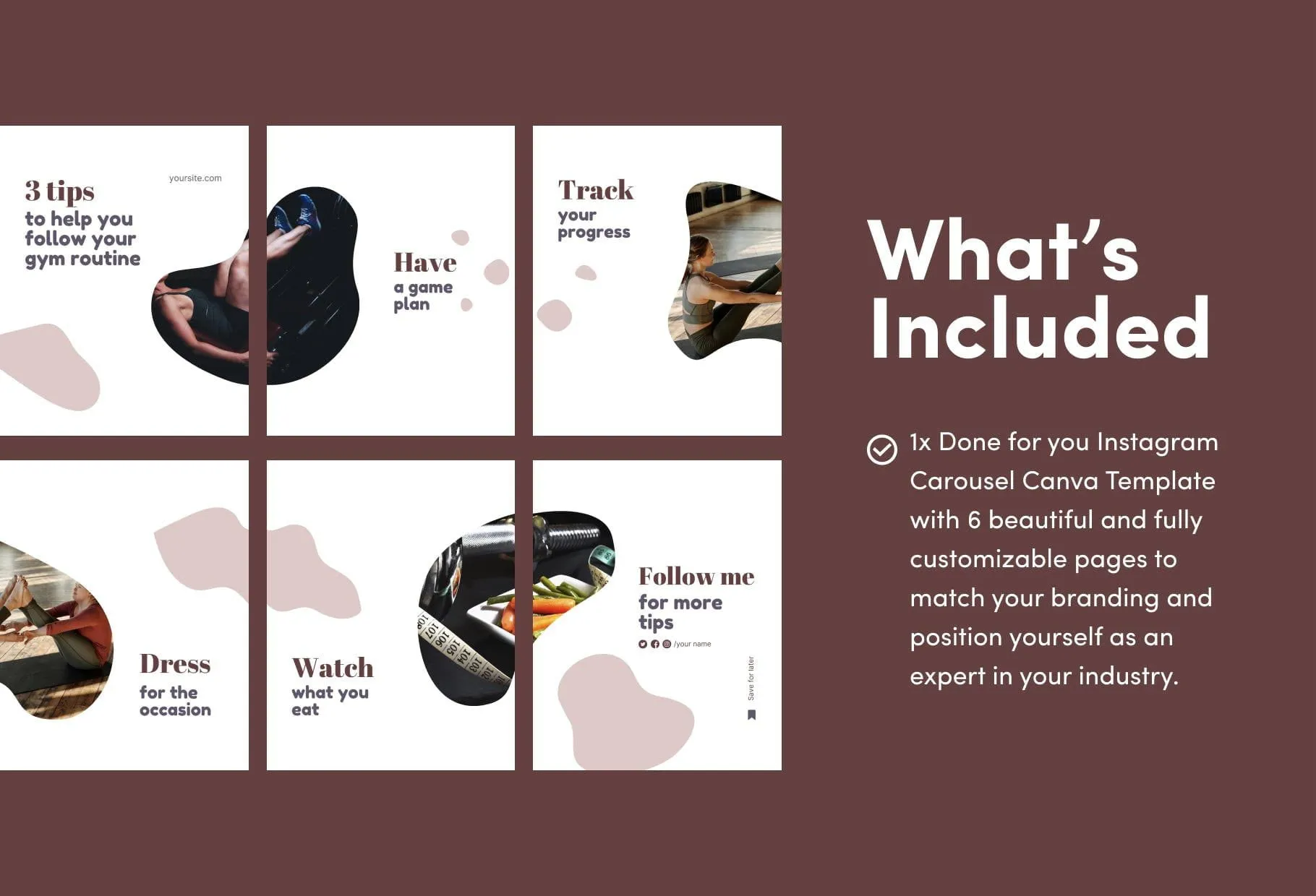 Evelyn Fitness 6-Page Carousel Canva Template
