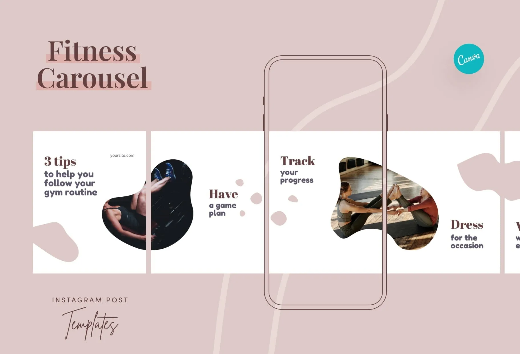 Evelyn Fitness 6-Page Carousel Canva Template