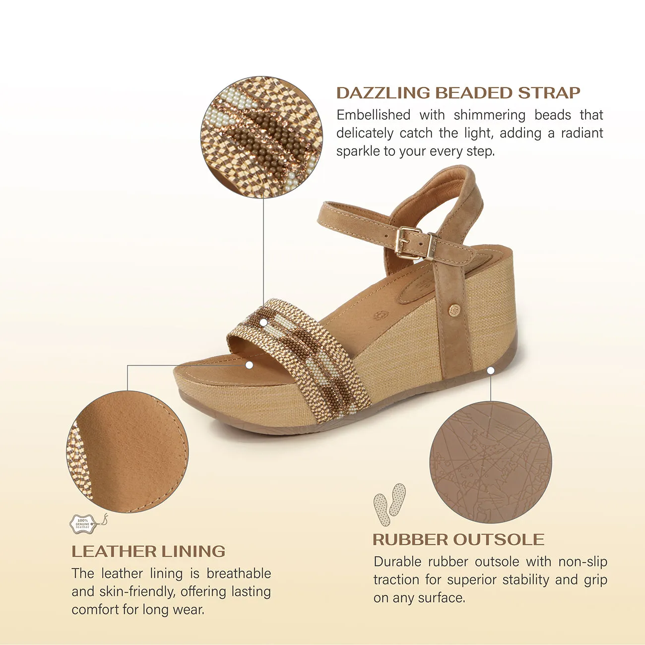 Formentera Glitter Wedge Sandals (Natural)