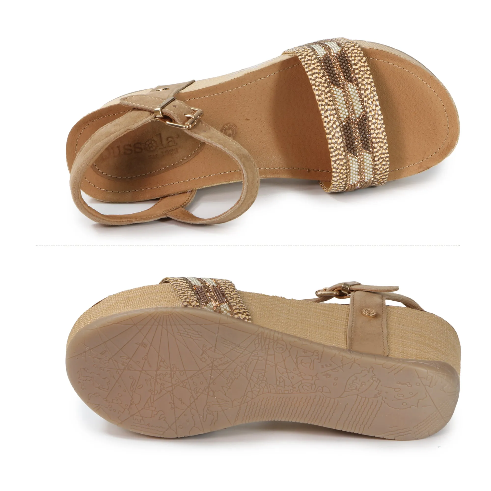 Formentera Glitter Wedge Sandals (Natural)