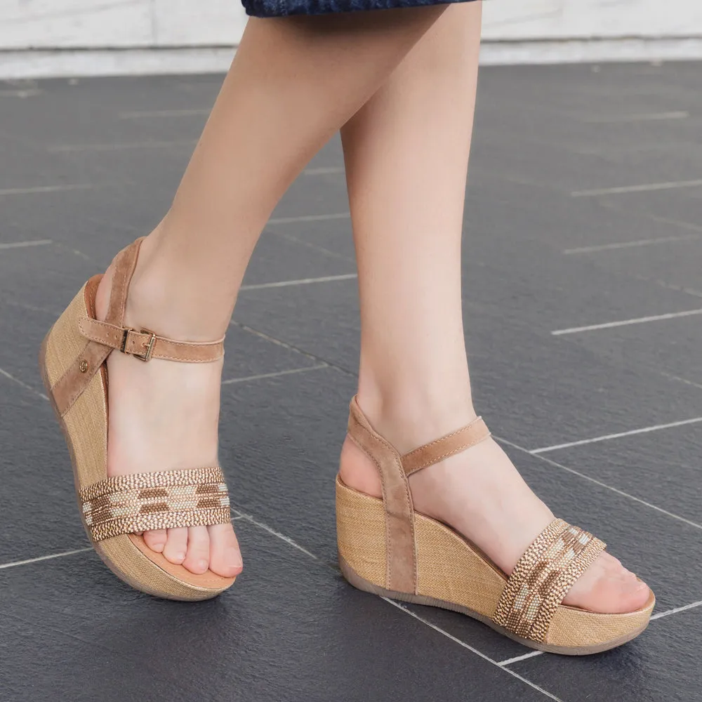 Formentera Glitter Wedge Sandals (Natural)