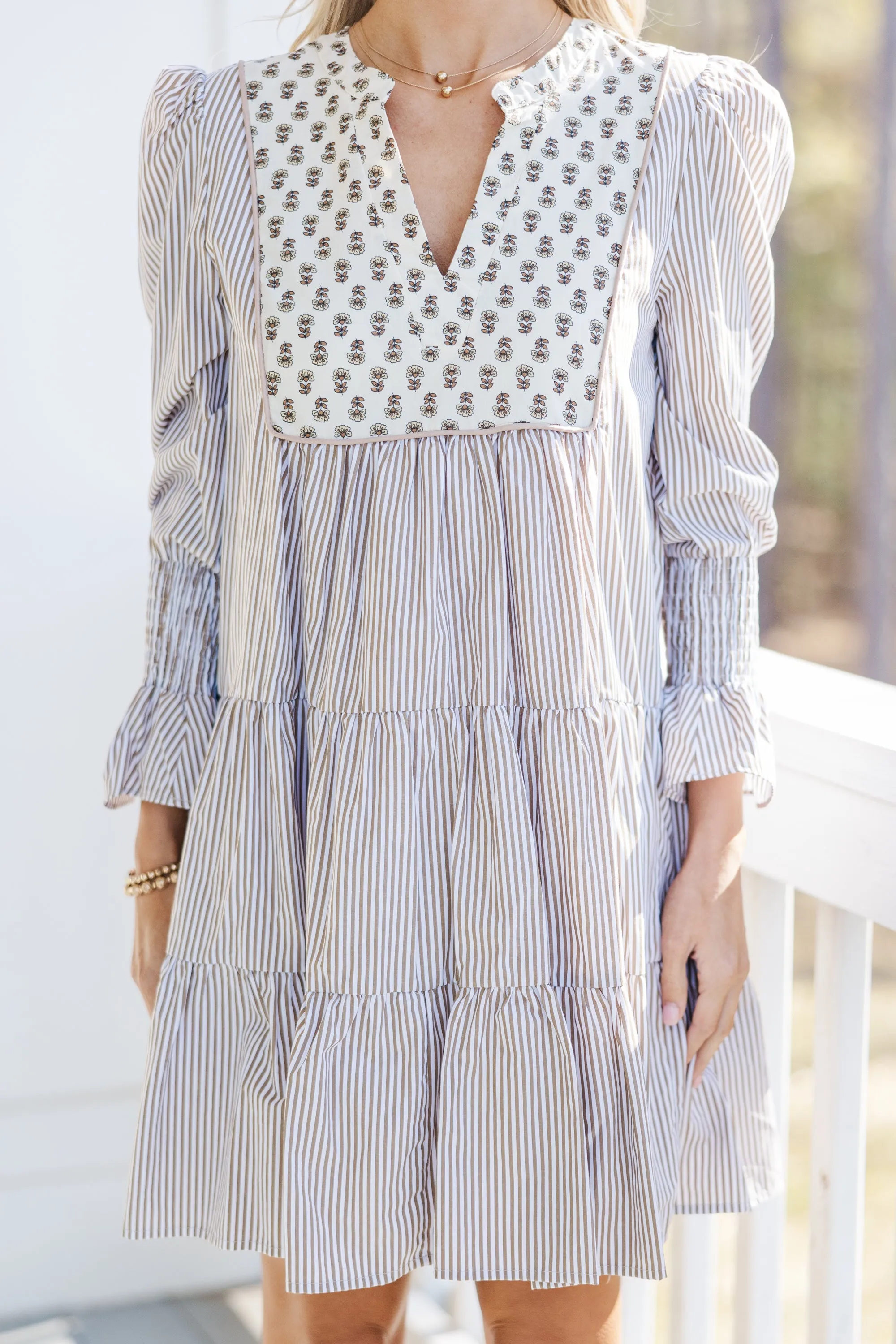 Give It Your All Brown Mixed Print Dress