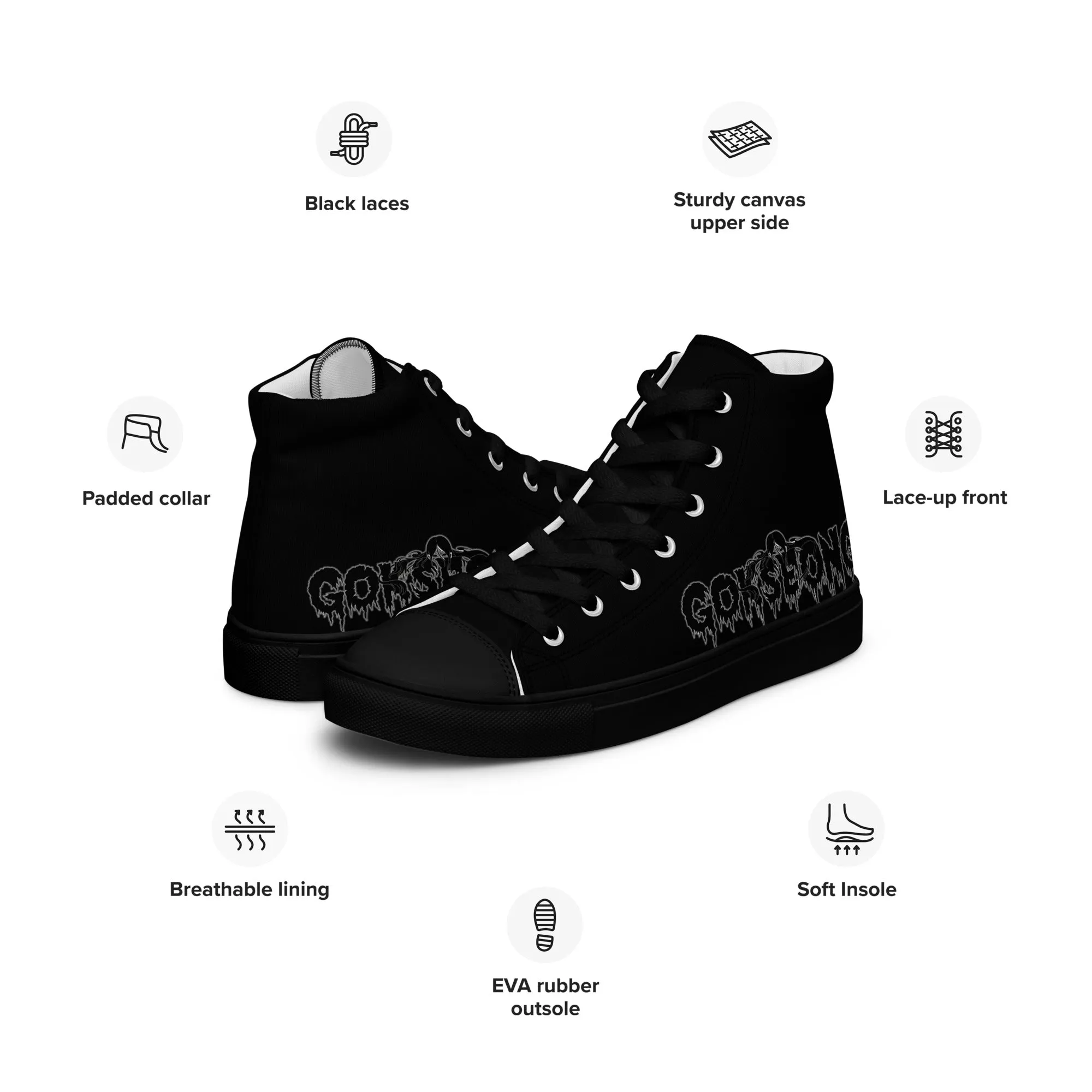 Gokseong Men’s high top canvas shoes - Free Delivery! Rock / Metal / Alternative - Alternative Apparel and Merch Only from Phase B Records.