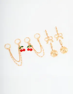 Gold Cherry & Bow Shoe Charms Pack