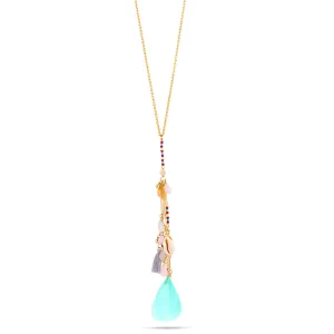 GOLD COWRI SHELL AND FEATHER CHARM TASSEL NECKLACE #SQGN711-122 (OF14)