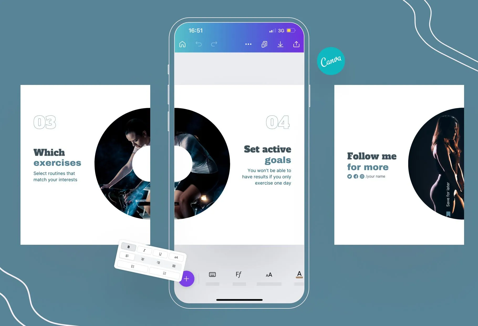 Harper Fitness 6-Page Carousel Canva Template