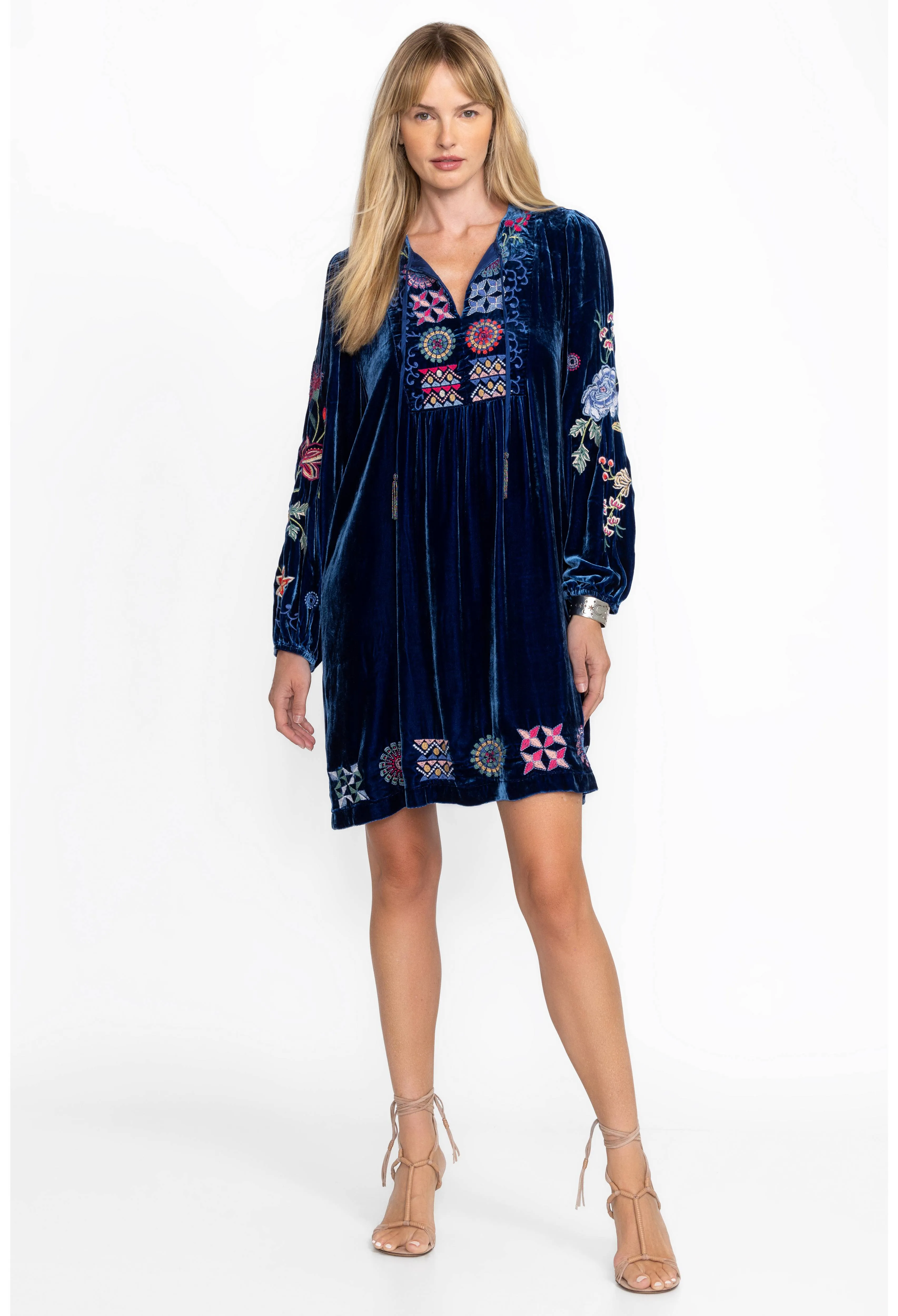 Johnny Was Velvet Yoke Dress