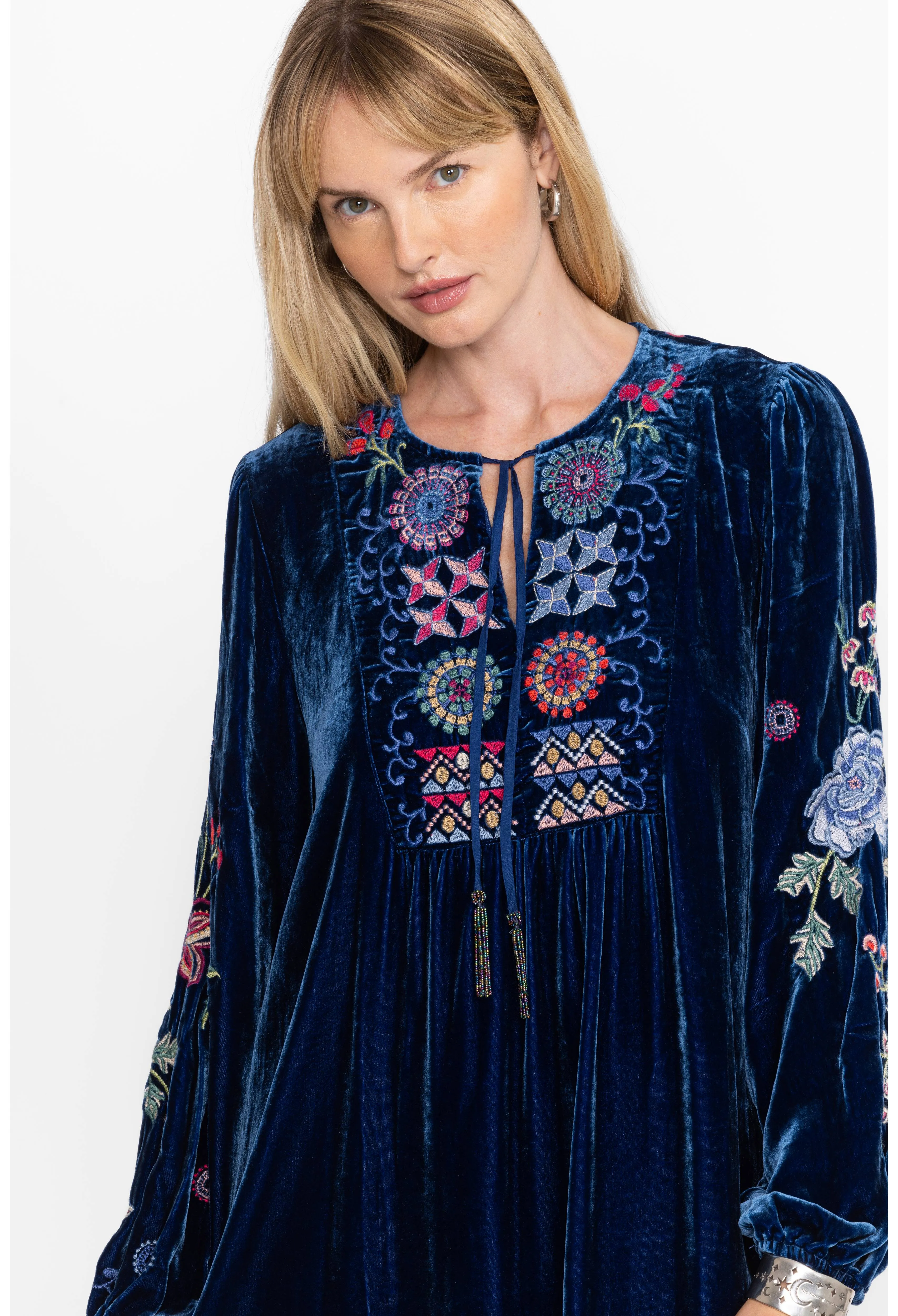 Johnny Was Velvet Yoke Dress