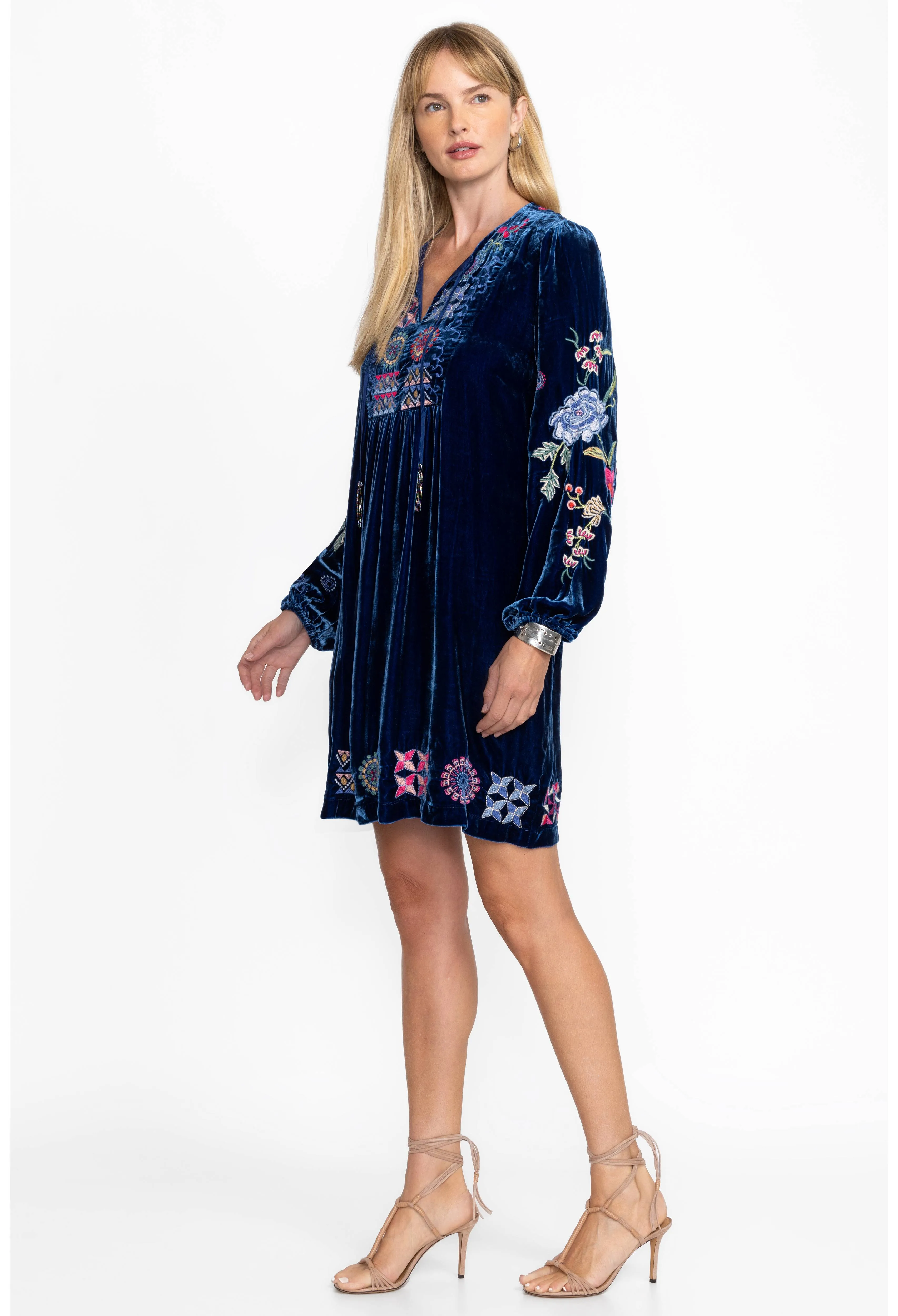 Johnny Was Velvet Yoke Dress