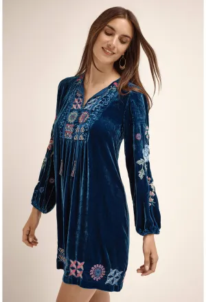 Johnny Was Velvet Yoke Dress