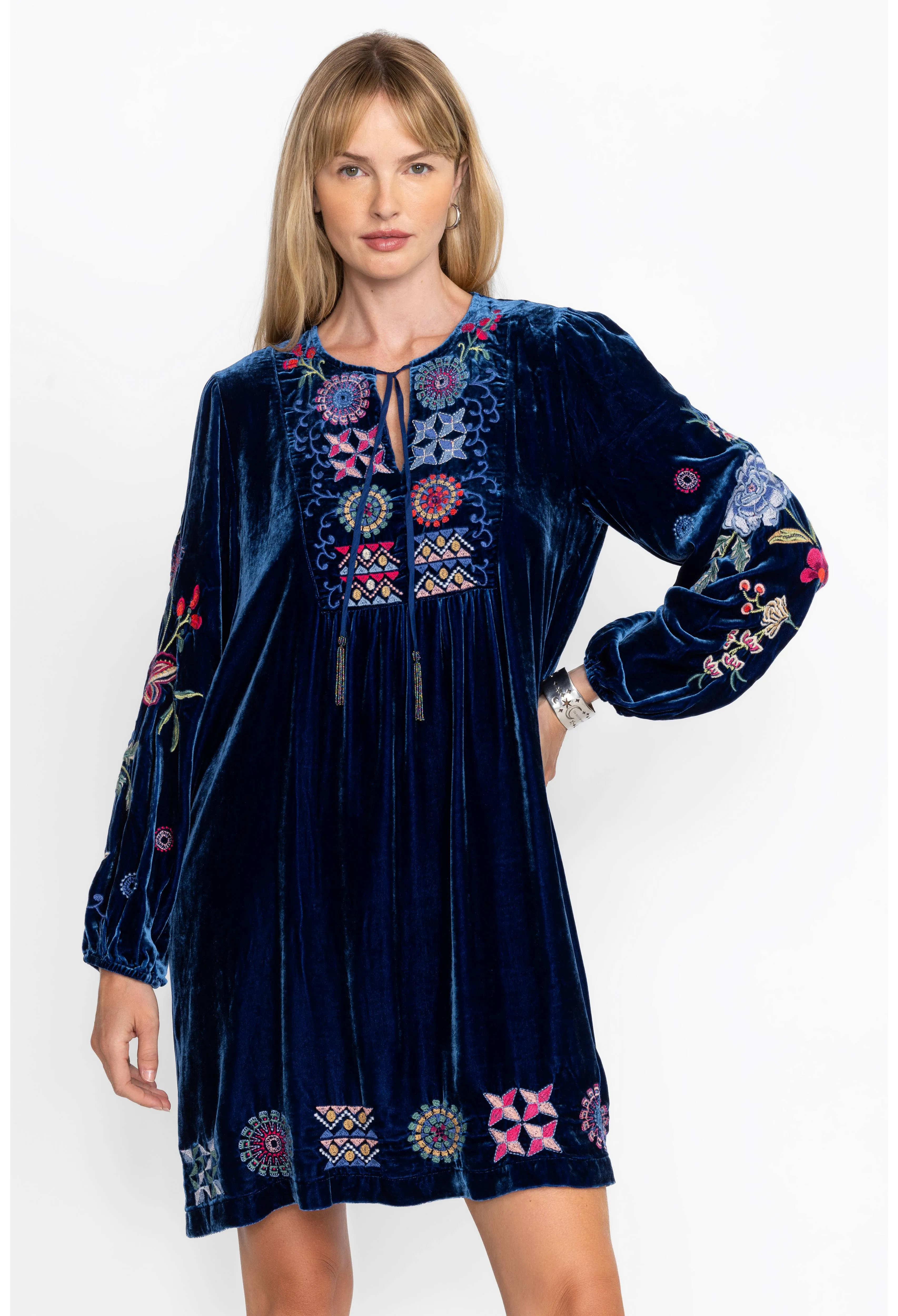 Johnny Was Velvet Yoke Dress