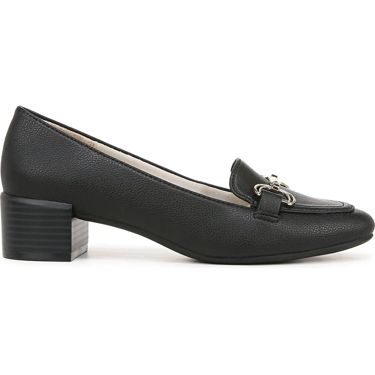 LifeStride Womens BLISS Cushioned Footbed Faux Leather Loafer Heels