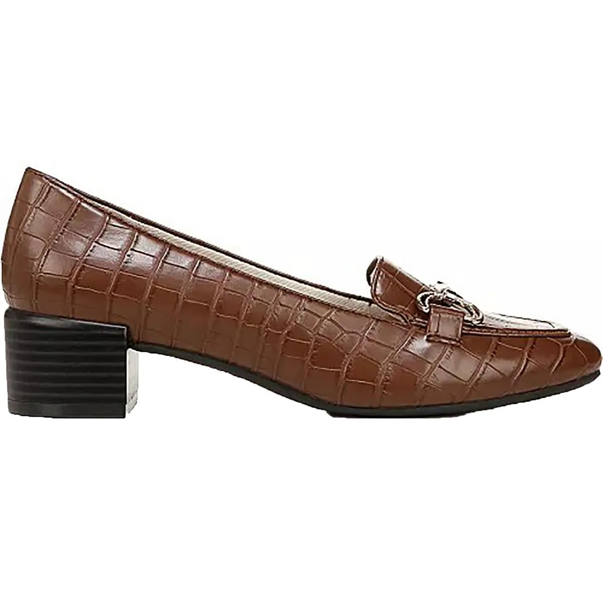 LifeStride Womens BLISS Cushioned Footbed Faux Leather Loafer Heels