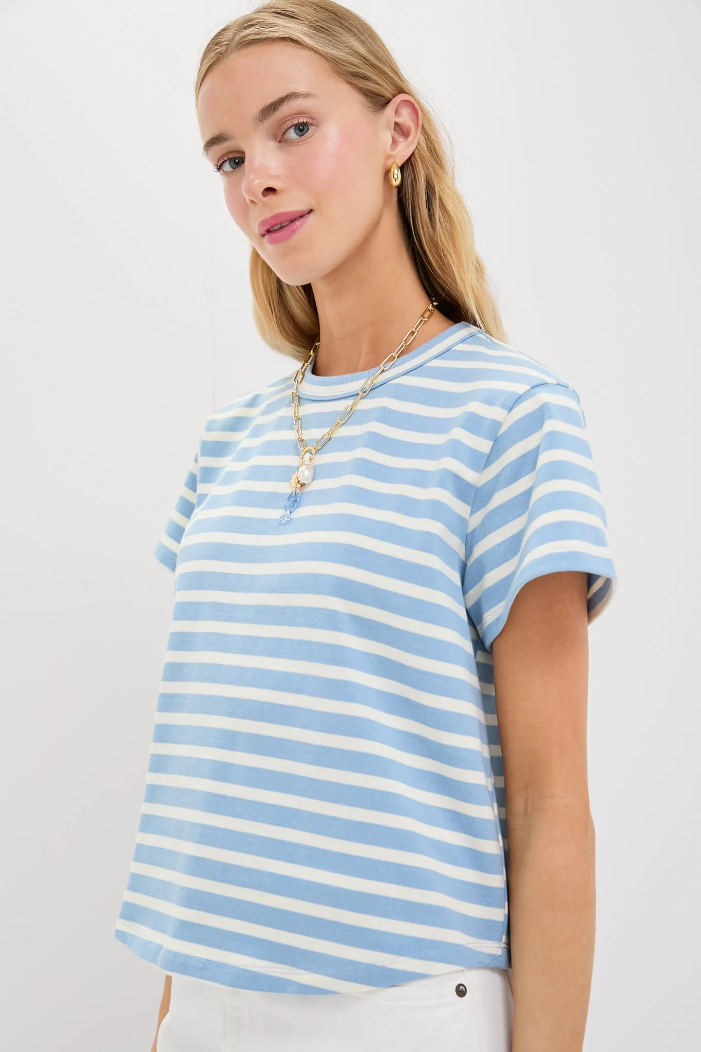 Light Blue Stripe Parker Classic Tee