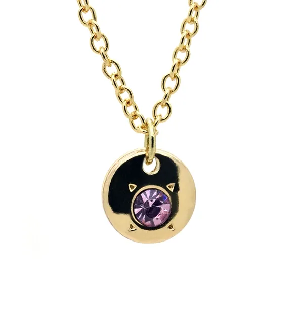 Lucky Feather Birthstone Bottle Necklace Gold - June