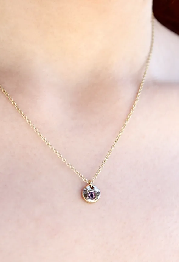 Lucky Feather Birthstone Bottle Necklace Gold - June
