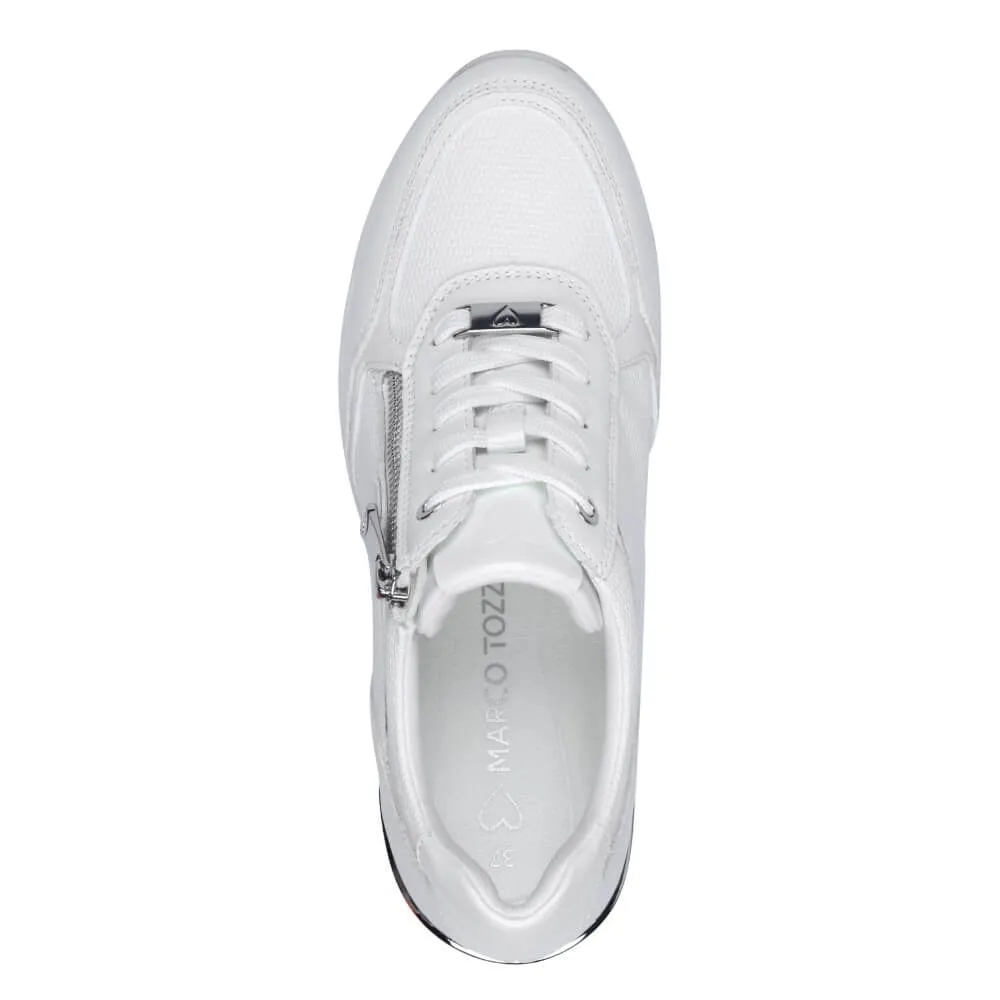 Marco Tozzi Wedge Laced Vegan Trainer 2-23743-WHITE