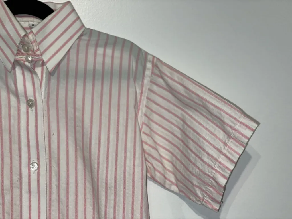 Marsha De Arriaga White / Pink Stripe Short Sleeve Shirt