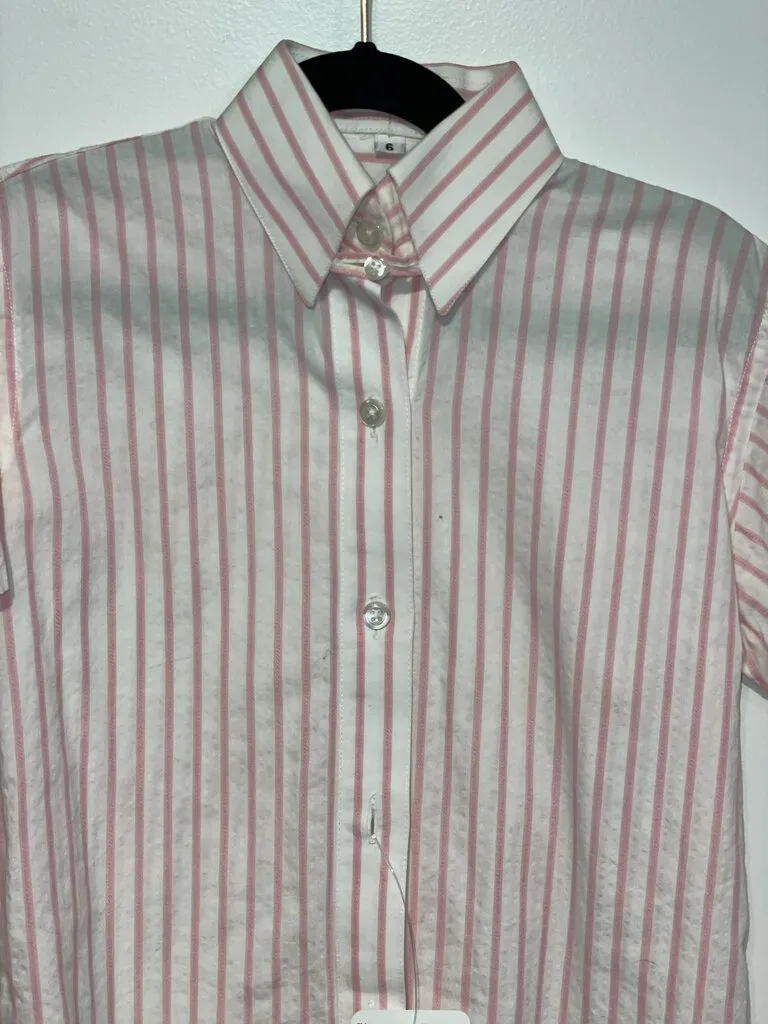 Marsha De Arriaga White / Pink Stripe Short Sleeve Shirt