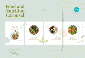 Mila Food and Nutrition 6-Page Carousel Canva Template
