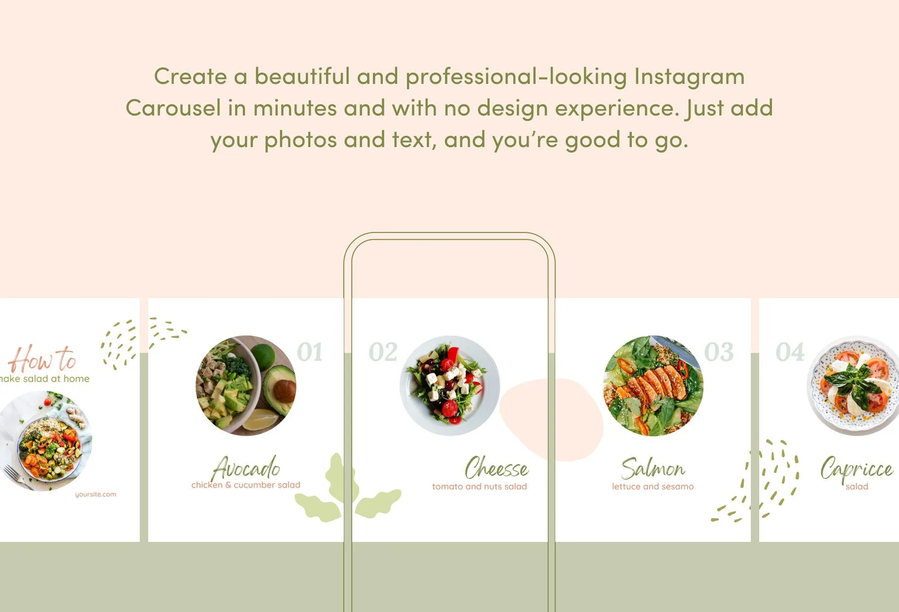 Mila Food and Nutrition 6-Page Carousel Canva Template