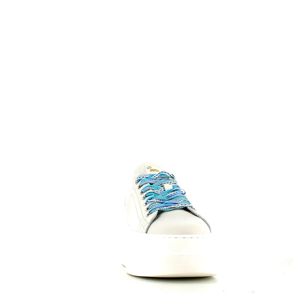 Méliné Leather Trainer White/Grey/Blue