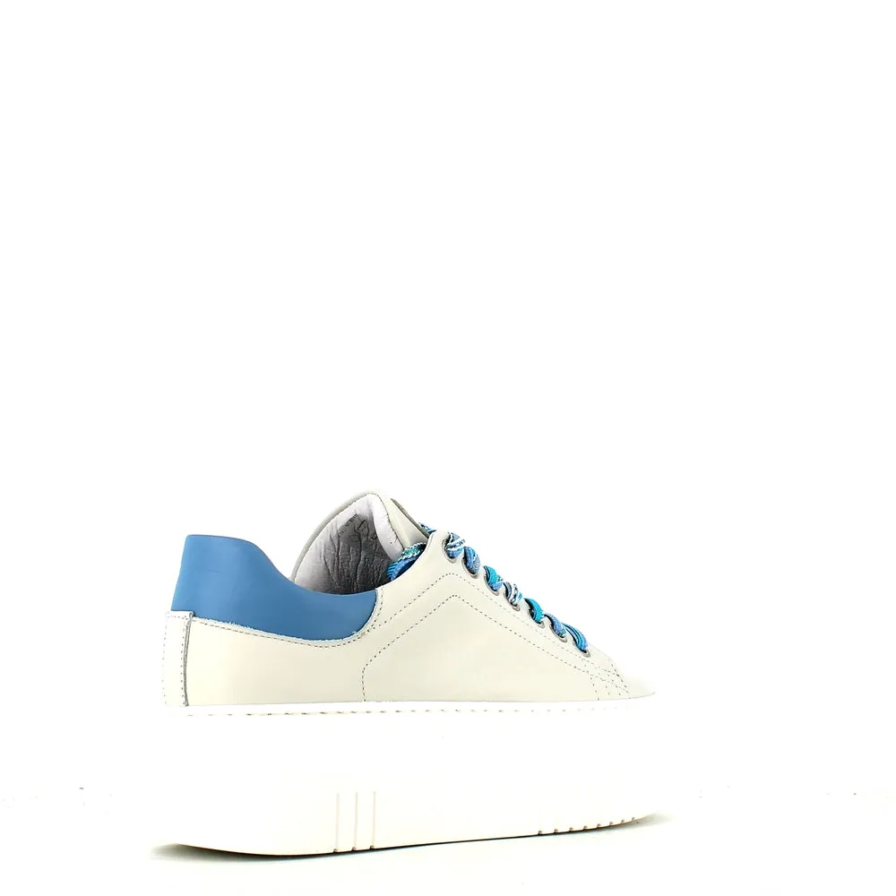 Méliné Leather Trainer White/Grey/Blue